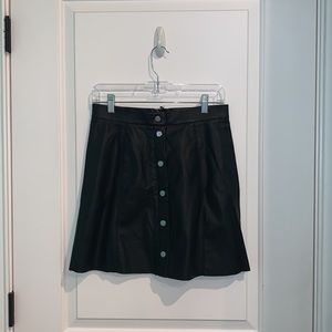 H&M Black Faux Leather Skirt W/Buttons Size 8